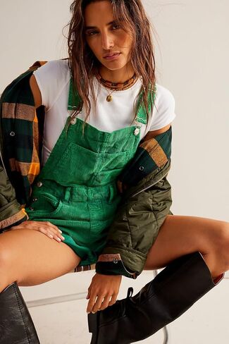HOTIAN Corduroy Overalls for Women Shorts Jumpsuit Fall Casual Loose Fit Adjustable Rompers Bib Shortalls Outfits in Saudi Arabia