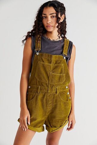 HOTIAN Corduroy Overalls for Women Shorts Jumpsuit Fall Casual Loose Fit Adjustable Rompers Bib Shortalls Outfits in Saudi Arabia