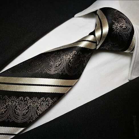 Neckties Brown Banquet Yarn-Dyed Silk Ties Men Black White Stripe Formal Business Tie Set Ethnic Style Cufflinks Square Scarf Set Birthday Gift (Color : Brown, Size : 150 * 8.5cm) in Saudi Arabia