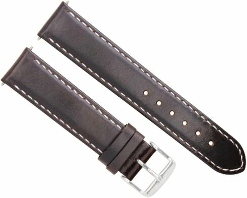 Ewatchparts 22mm Leather Watch Band Smooth Strap Compatible With Kenneth Cole Watch Dark Brown With White Stitching in Saudi Arabia