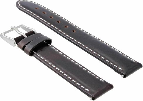 Ewatchparts 22mm Leather Watch Band Smooth Strap Compatible With Kenneth Cole Watch Dark Brown With White Stitching in Saudi Arabia