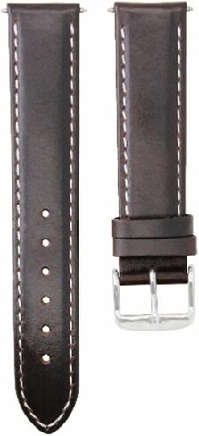 Ewatchparts 22mm Leather Watch Band Smooth Strap Compatible With Kenneth Cole Watch Dark Brown With White Stitching in Saudi Arabia