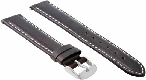 Ewatchparts 22mm Leather Watch Band Smooth Strap Compatible With Kenneth Cole Watch Dark Brown With White Stitching in Saudi Arabia