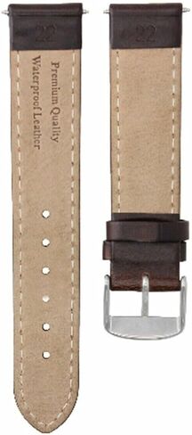 Ewatchparts 22mm Leather Watch Band Smooth Strap Compatible With Kenneth Cole Watch Dark Brown With White Stitching in Saudi Arabia