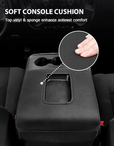 غطاء وحدة التحكم المركزية للفترة 2014-2018 إكسسوارات تشيفي سيلفرادو و GMC Sierra 1500 2500 3500 Comfort Vinyl Leather Cover Cover Coushion ، Anti-scratch ، مقعد مقعد مقعد ، أسود in Kuwait