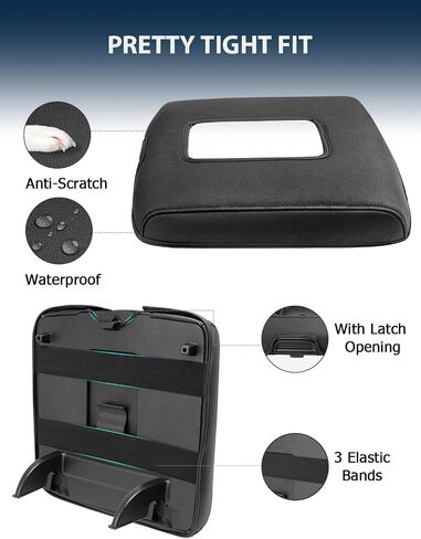غطاء وحدة التحكم المركزية للفترة 2014-2018 إكسسوارات تشيفي سيلفرادو و GMC Sierra 1500 2500 3500 Comfort Vinyl Leather Cover Cover Coushion ، Anti-scratch ، مقعد مقعد مقعد ، أسود in Kuwait