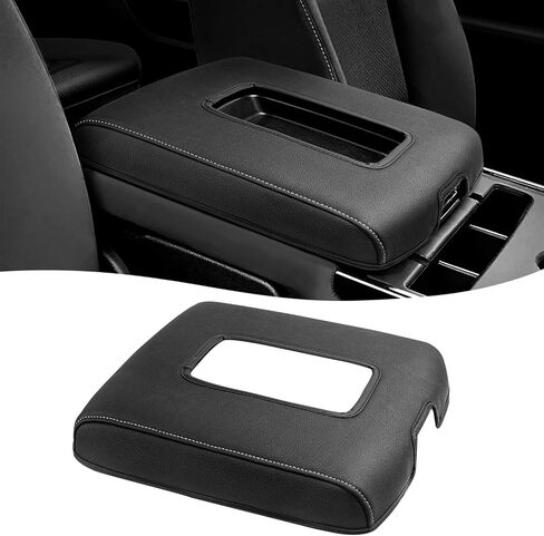 غطاء وحدة التحكم المركزية للفترة 2014-2018 إكسسوارات تشيفي سيلفرادو و GMC Sierra 1500 2500 3500 Comfort Vinyl Leather Cover Cover Coushion ، Anti-scratch ، مقعد مقعد مقعد ، أسود in Kuwait