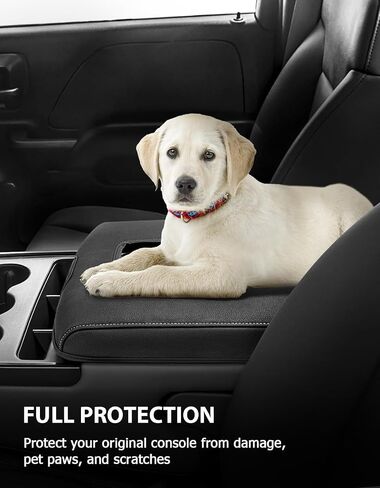غطاء وحدة التحكم المركزية للفترة 2014-2018 إكسسوارات تشيفي سيلفرادو و GMC Sierra 1500 2500 3500 Comfort Vinyl Leather Cover Cover Coushion ، Anti-scratch ، مقعد مقعد مقعد ، أسود in Kuwait