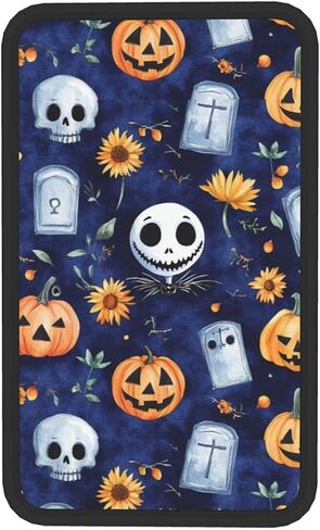 Skull Skellington Halloween Pumpkins Sunflowers Car Auto Armrest Cushion Cover Accessories Center Console Seat Box Pad Protector Universal Decoration for Most Vehicle SUV Truck in Kuwait