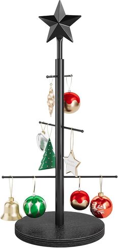 Elyken Christmas Display Display Tree لسطح المكتب مع قاعدة مستقرة خشبية ، 6 حامل معدني للحلي وزينة العطلات ، الذهب ، 22.8 بوصة in Saudi Arabia