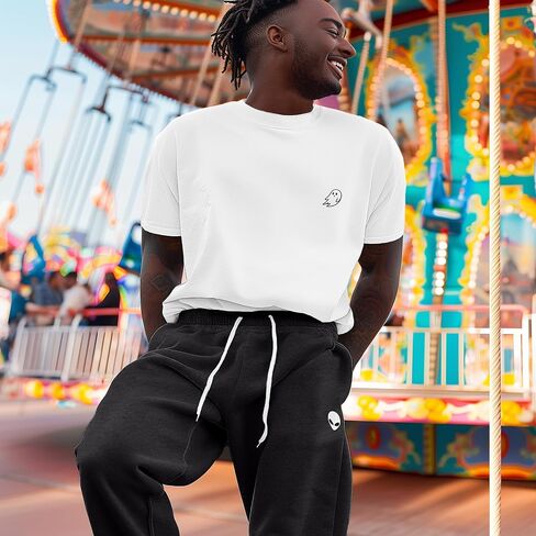 Dalix الغريبة التطريز jogger Fleece sweatpants soft lounge pant pant realtring quistband pockets mens in Saudi Arabia