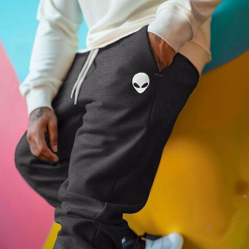 Dalix الغريبة التطريز jogger Fleece sweatpants soft lounge pant pant realtring quistband pockets mens in Saudi Arabia