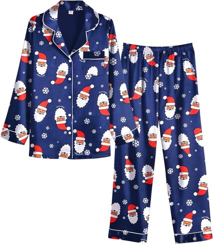 Ekouaer Women Satin Pajamas Set Classic Button Down Long Pjs Set in Saudi Arabia