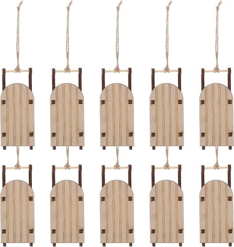 Cabilock 10pcs Christmas Sleigh Miniature Wooden Sleighs Model Mini Sled Ornaments DIY Crafts Tabletop Christmas Tree Hanging Decorations in Saudi Arabia