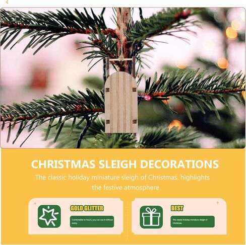 Cabilock 10pcs Christmas Sleigh Miniature Wooden Sleighs Model Mini Sled Ornaments DIY Crafts Tabletop Christmas Tree Hanging Decorations in Saudi Arabia