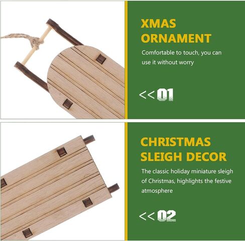 Cabilock 10pcs Christmas Sleigh Miniature Wooden Sleighs Model Mini Sled Ornaments DIY Crafts Tabletop Christmas Tree Hanging Decorations in Saudi Arabia
