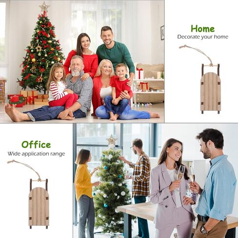 Cabilock 10pcs Christmas Sleigh Miniature Wooden Sleighs Model Mini Sled Ornaments DIY Crafts Tabletop Christmas Tree Hanging Decorations in Saudi Arabia