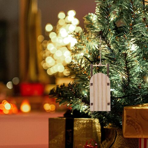 Cabilock 10pcs Christmas Sleigh Miniature Wooden Sleighs Model Mini Sled Ornaments DIY Crafts Tabletop Christmas Tree Hanging Decorations in Saudi Arabia