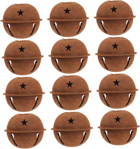 angoily Christmas Rusty Jingle Bells ، 12 ٪ Metal Rusty Bells لصياغة ، أجراس ريفية للحرف مع قواطع النجوم ، أجراس عيد الميلاد الصدئة للحرف اليدوية in Saudi Arabia