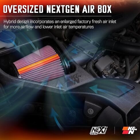 K&N NextGen Cold Air Intake System: High-Flow Cotton Filter: Compatible with 2024-2025 FORD: Ranger Raptor, 50-2628 in Saudi Arabia