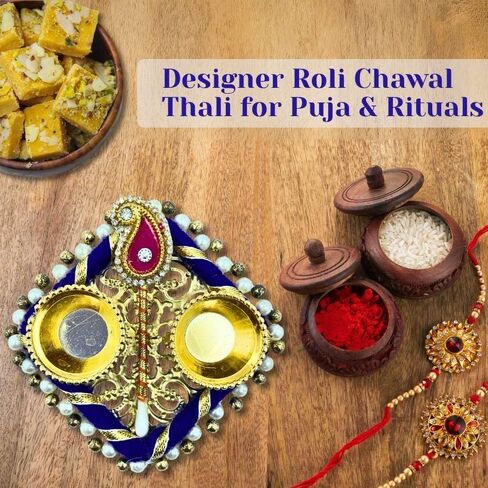Kirat Decorative Kumkum Plate مجموعة لبوجا | حامل Roli Chawal التقليدي مع العمل الحجري | متعدد الألوان Tilak Tilak Tray for Raksha Bandhan ، Diwali & Wedding Rituals (حزمة 5) in Saudi Arabia