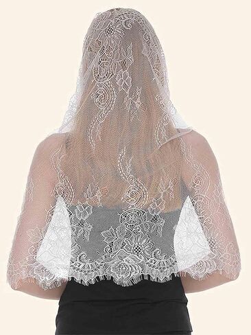 Foyte Chapel Veil Lace Mantilla Veils Catholic Church Tulle Latin Mass Head Covering for Women and Brides in Kuwait