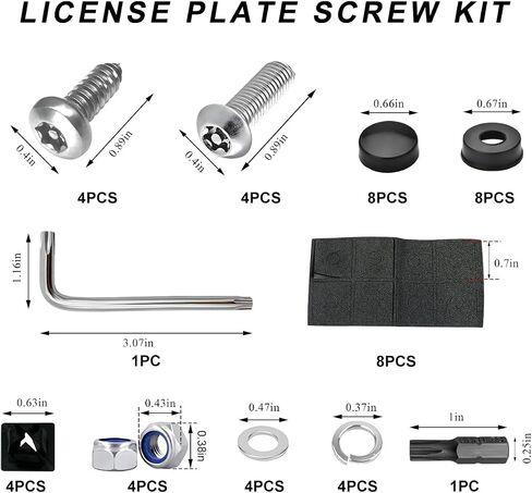 Anti Theft License Plate Screws Kits, Rustproof Stainless Steel Car Tag Plate Security Hardware, M6 (1/4") Tamper Proof Screw Nut Cover for Mounting Front Rear Frame Holder (Black) in Saudi Arabia