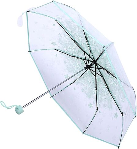 Majatou fashion Transparent cherry collapse blossom umbrella, Manual opening handle umbrella Suitable Fit All Girl boy in Saudi Arabia