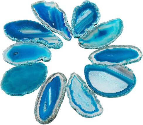 rockcloud 10 Pcs Agate Light Table Slices, Healing Crystals Geode Stones,Irregular Home Decoration Jewelry Making,Multi Color in Saudi Arabia