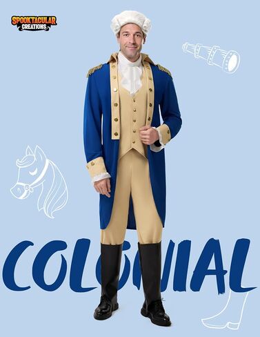Spooktacular Creations Halloween Founding Father Costume, Blue Men Colonial Costume for Halloween Party in Saudi Arabia