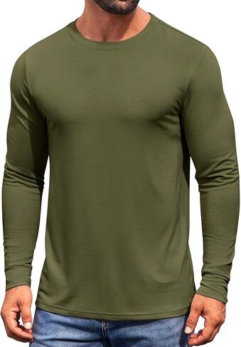 قميص TEERT Long Sleeve Long Sleeve Tee Crew T-Shirt قميص عرضي Tees Basic Tees ناعم in Saudi Arabia