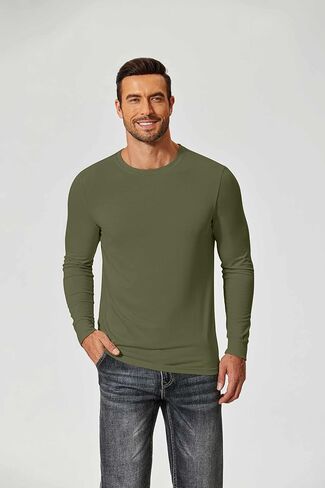 قميص TEERT Long Sleeve Long Sleeve Tee Crew T-Shirt قميص عرضي Tees Basic Tees ناعم in Saudi Arabia