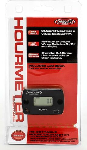 Hardline Products HR-8061-2 Hour Meter/Tachometer for up to 2-Cylinder Engines,Black in Saudi Arabia