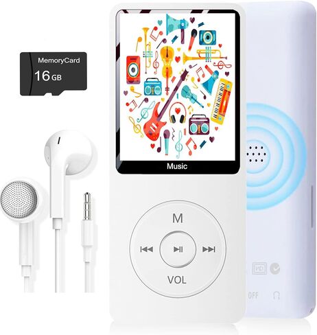 MP3 Player, Music Player with 16GB Micro SD Card, Build-in Speaker/Photo/Video Play/FM Radio/Voice Recorder/E-Book Reader, Supports up to 128GB in Saudi Arabia