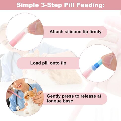 Cat Pill Shooter, Safe & Easy Pill Popper with 2 Premium Soft Silicone Tips, Pet Pill Shooter, Medicine Feeder for Cat and Dog, Pink in Saudi Arabia