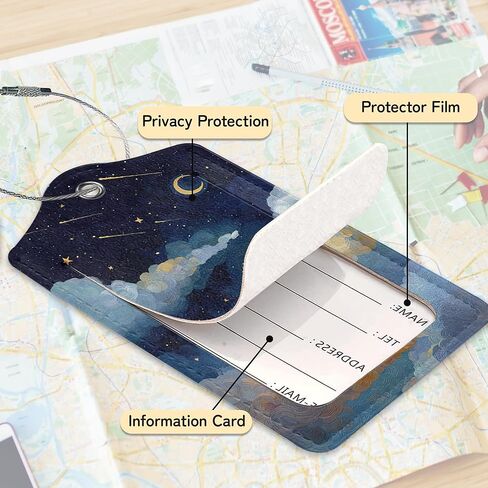 3 علامات أمتعة روز حزمة روز للحقائب ، علامة اسم جلدية لطيف مع غطاء الخصوصية مع حلقات الفولاذ المقاوم للصدأ ، علامات معرف السفر للنساء الرجال in Kuwait