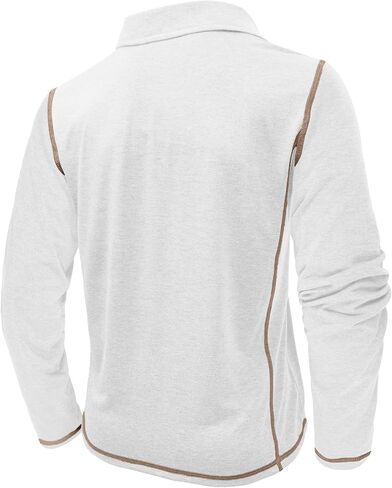 Mens Athletic Polo Shirt Lightweight Long Sleeve Button Collar Shirts with Pocket in Saudi Arabia