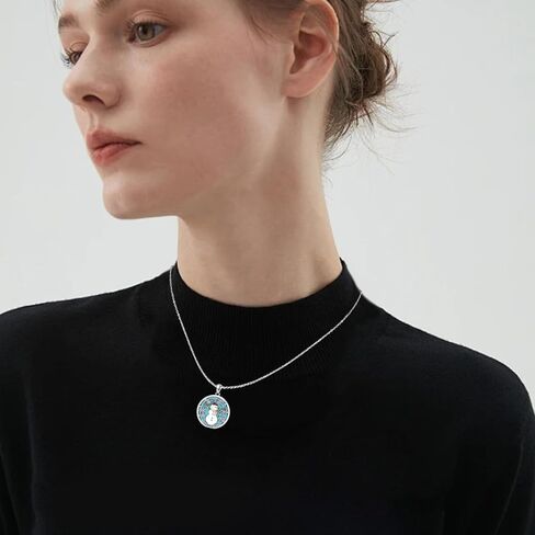 YueYuan Crescent Moon Necklace 925 Sterling Silver Turquoise Necklace Moon Rose Flower Pendant Turquoise Jewelry for Women in Kuwait