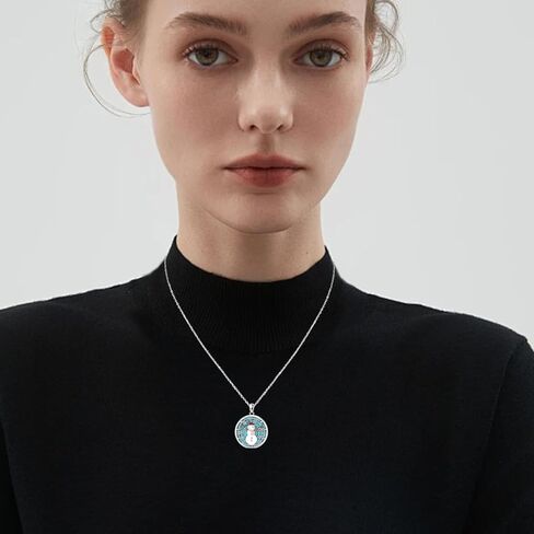 YueYuan Crescent Moon Necklace 925 Sterling Silver Turquoise Necklace Moon Rose Flower Pendant Turquoise Jewelry for Women in Kuwait
