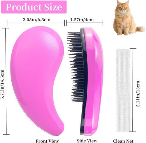 Cat Brush for Shedding - Perfect Cat Grooming Brush for Long-Haired Cats | Deshedding & Hair Remover Brush for Indoor Cats | Pet Brush for Cats in Kuwait