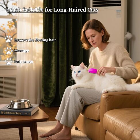 Cat Brush for Shedding - Perfect Cat Grooming Brush for Long-Haired Cats | Deshedding & Hair Remover Brush for Indoor Cats | Pet Brush for Cats in Kuwait