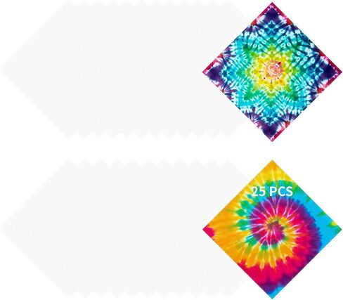 25 Pcs Cotton Bandanas, 21.7 x 21.7 Inches DIY Tie Dye Blank Handkerchiefs, Soft Cotton, Multiple Color Patterns, Ideal for Crafting, Headbands, and Scarves, Perfect for Family and Party Gifts in Saudi Arabia