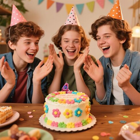 Spider Web Number 4 Candle - عيد ميلاد Topper مع شموع الويب والعنكبدر للحفلات ذات الطابع （4） in Kuwait