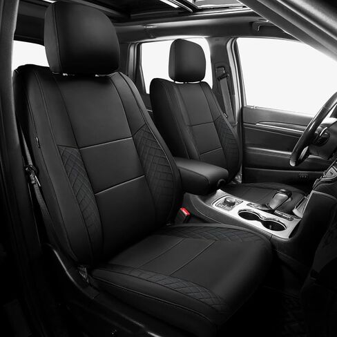 Freesoo for Jeep Grand Cherokee Covers Actors 2011-2021 ، غطاء مقعد السيارة الفاخر المقاوم للماء ، وملحقات وسادة حامي Seatcovers للسيارات ، مجموعة أسود كاملة in Saudi Arabia
