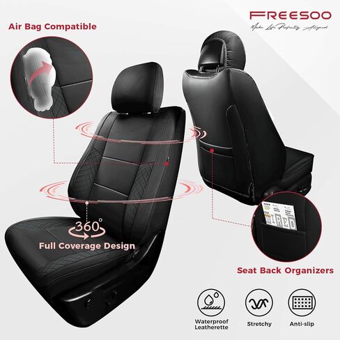 Freesoo for Jeep Grand Cherokee Covers Actors 2011-2021 ، غطاء مقعد السيارة الفاخر المقاوم للماء ، وملحقات وسادة حامي Seatcovers للسيارات ، مجموعة أسود كاملة in Saudi Arabia