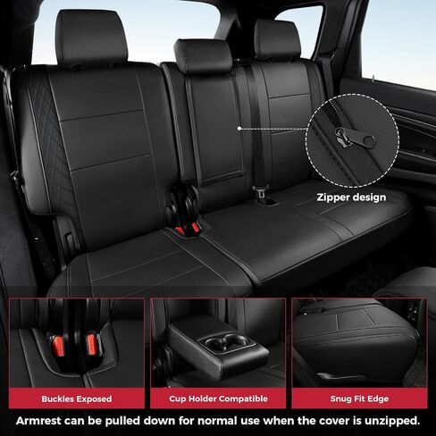 Freesoo for Jeep Grand Cherokee Covers Actors 2011-2021 ، غطاء مقعد السيارة الفاخر المقاوم للماء ، وملحقات وسادة حامي Seatcovers للسيارات ، مجموعة أسود كاملة in Saudi Arabia