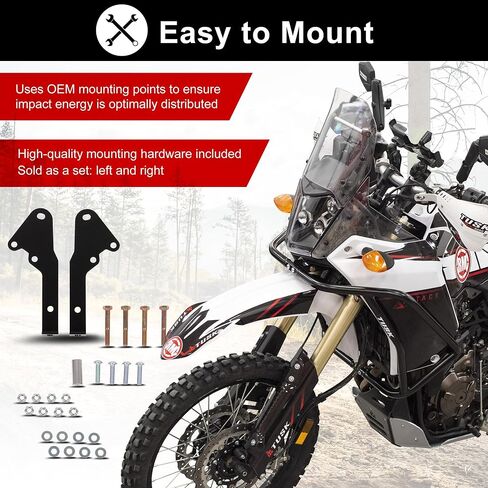 قضبان تحطم Tusk - حرس المحرك أسود متوافق مع Yamaha Tenere 700 2021-2024 in Saudi Arabia