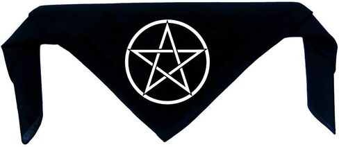 Pentacle Bandanna - Wiccan Wicca Pagan Gothic Goth Scefult Pentagram نجمة Wanderlust Witchcraft الروحية المقدسة الطبيعة المقدسة الرمز الكتاب الظلال الساحرة الوجه قناع رئيس وشاح in Kuwait