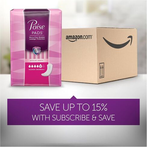 Poise Incontinence Pads, Maximum Absorbency, Long, 64 Count (Pack of 1) in Saudi Arabia
