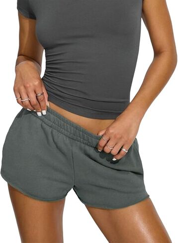 Aopwsrlyi Women Low Rise Sweat Shorts Casual Loose Fit Elastic Waist Lounge Micro Shorts with Pockets in Saudi Arabia